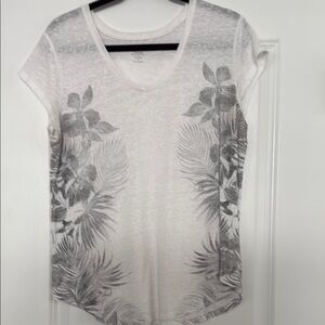 Floral Print White and Gray Women's Top